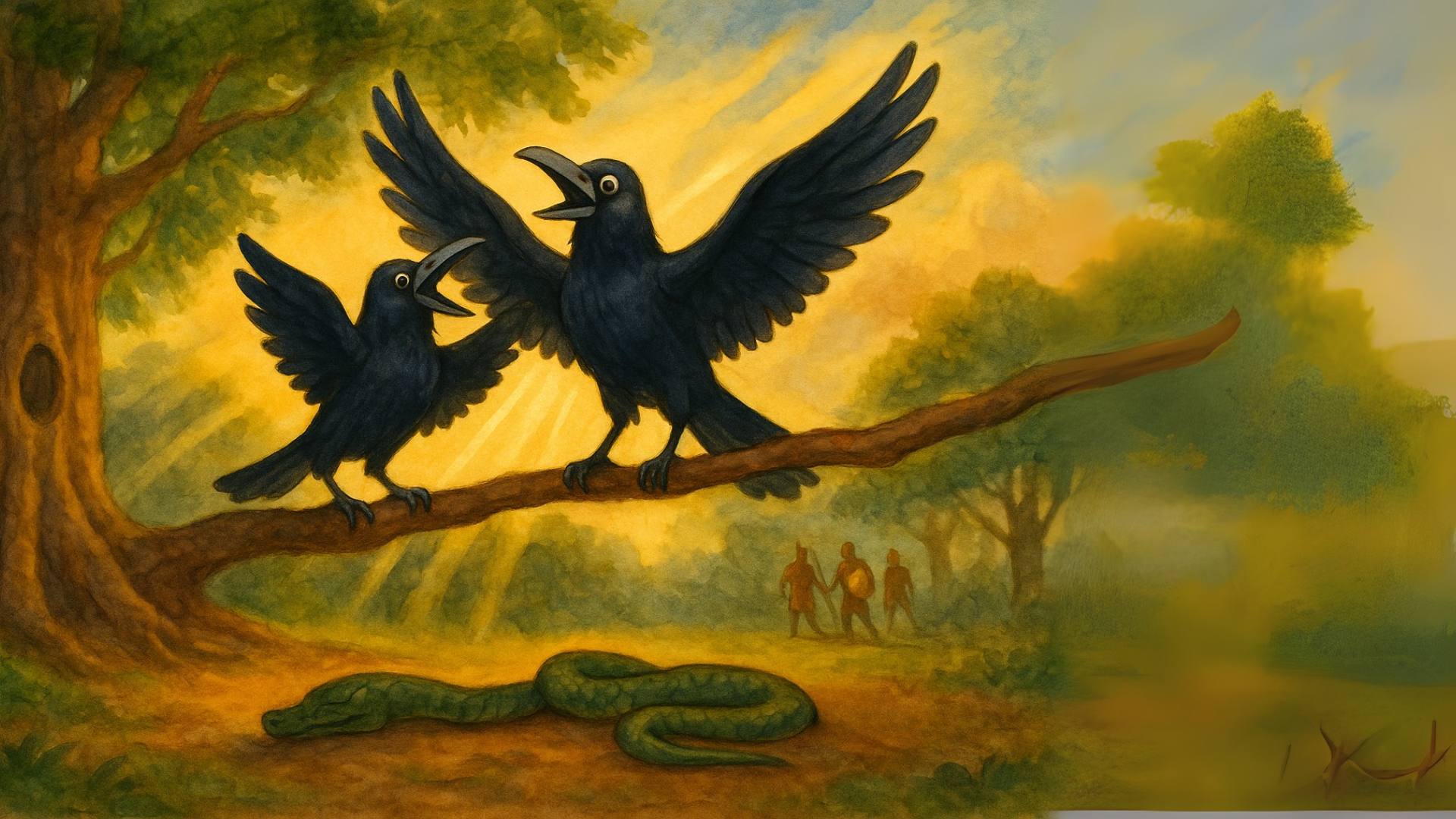 Two Crows and the Snake Panchatantra Story
